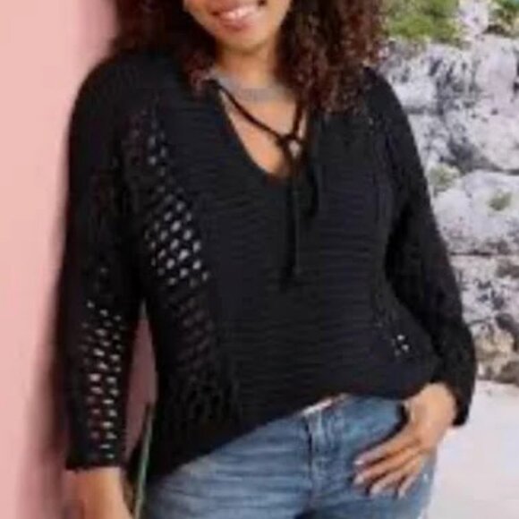 CAbi 6411 Beachcomber Black Knit Sweater L - Picture 9 of 10